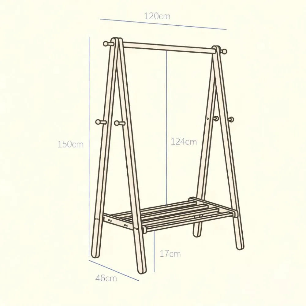 Stylish Entryway Coat Rack, Multifunctional Solid Wood with Shelf