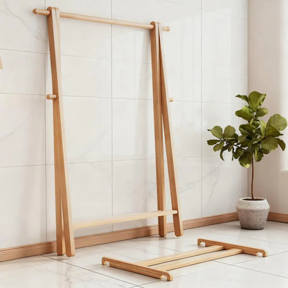 Stylish Entryway Coat Rack, Multifunctional Solid Wood with Shelf