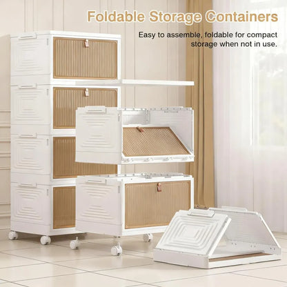Magnetic Door Storage Bin, 4-Tier Wheeled & Foldable