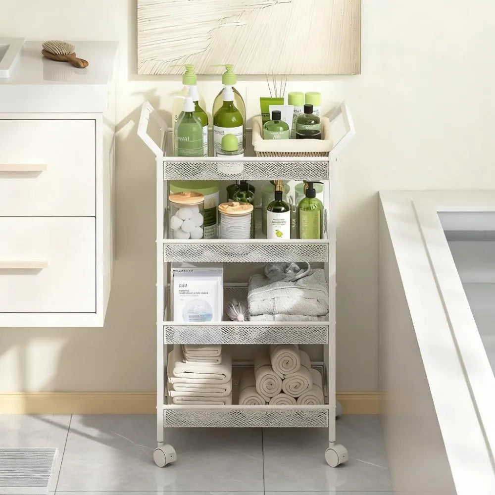 4-Tier Wheeled Storage Rack, Mobile Space-Saving Solution